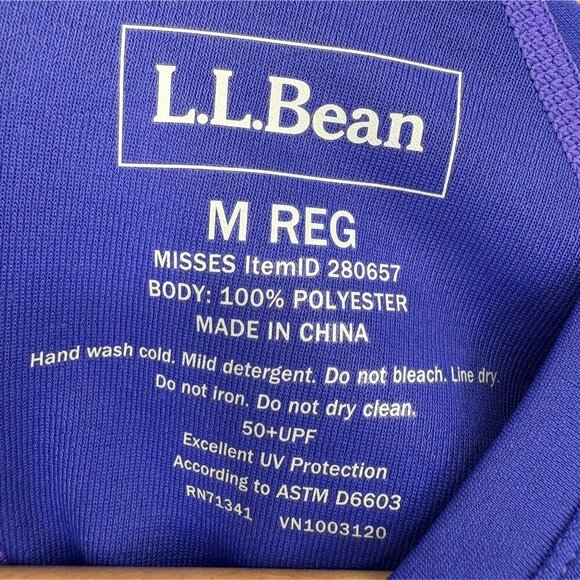 L.L.Bean Women's Sunsmart Long Sleeve Tee M Purple 50+UPF Outdoor UV Protection - Picture 3 of 6